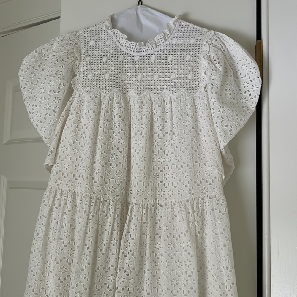 Pristine Ulla Johnson White Eyelet Midi Dress